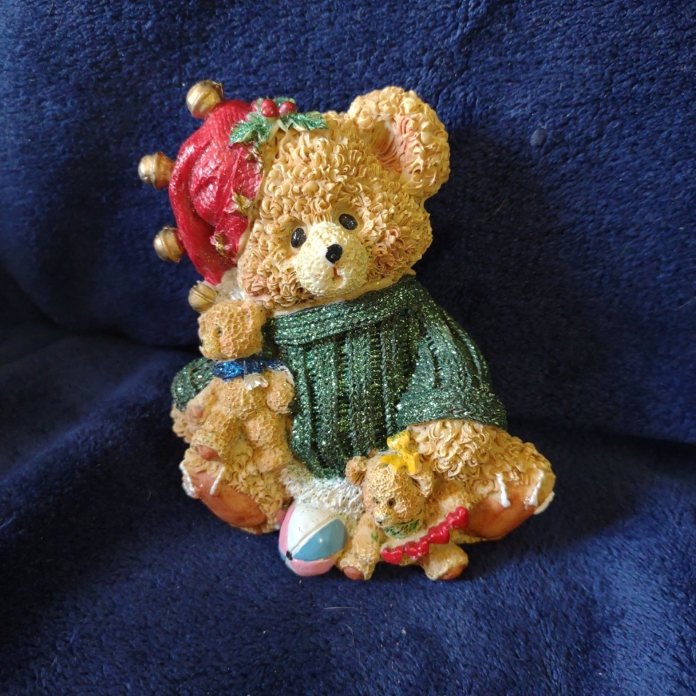 ks collection christmas teddy bear glitter sweater figurine